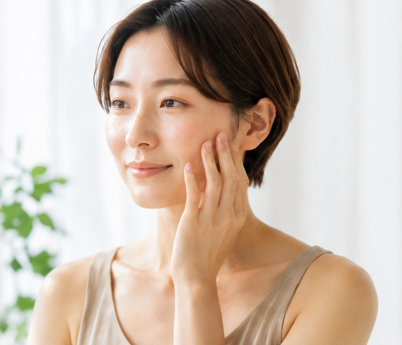 スキンケアをする女性